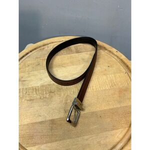 Chaps Belt Boys M Black Brown Reversible Manmade Leather 12CH0111 Silver Buckle